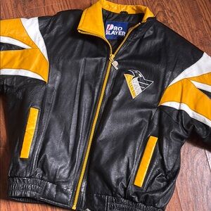 Vintage Pro Player Pittsburgh Penguins Leather Jacket